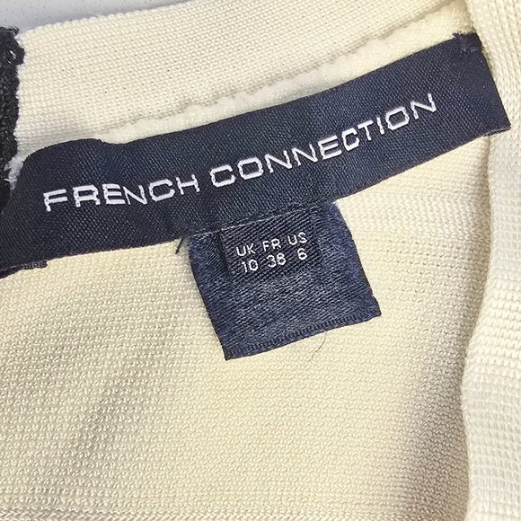 French Connection Bodycon Dress White Black Sz 6 - Picture 9 of 10